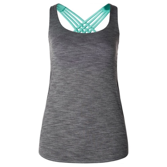 Lululemon Wild Tank Top Built in Cross Strap Bra Draped Back Gray Green Size 4 - Picture 1 of 10